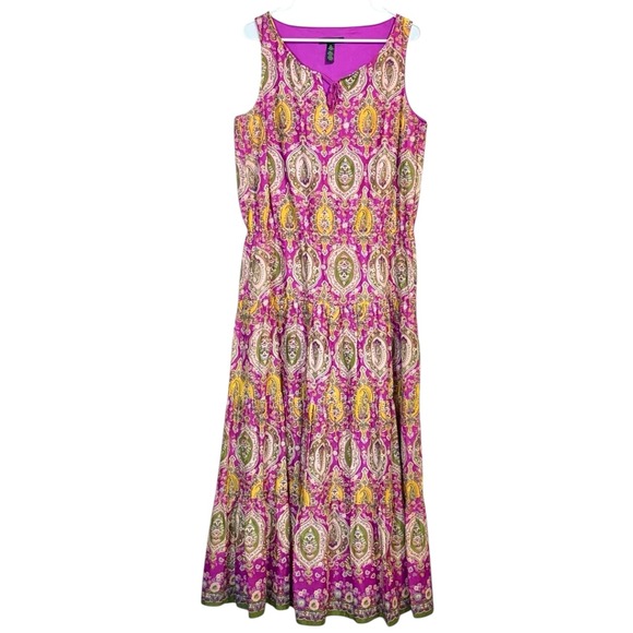 Lauren Ralph Lauren Dresses & Skirts - Lauren Ralph Lauren Pink Paisley Tiered Cotton‎ Maxi Dress Womens 14 Sleeveless